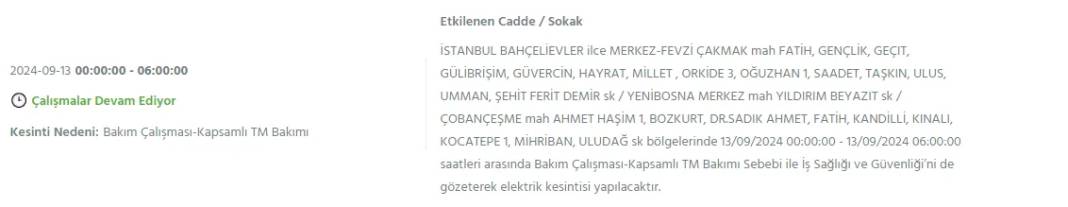 İstanbullular dikkat: BEDAŞ'tan13 Eylül cuma için elektrik kesintisi duyurusu 7